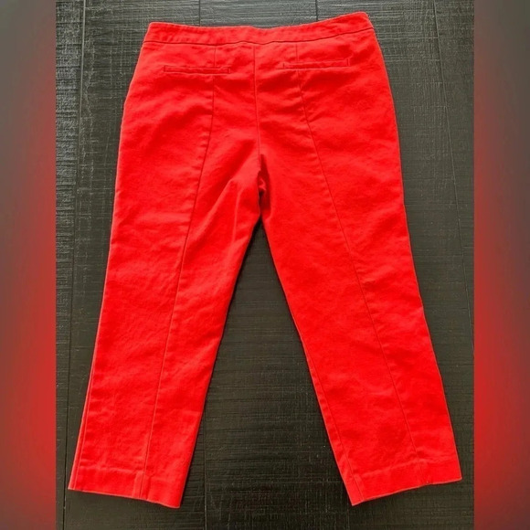 Adrienne Vittadini Womens Sz 10 Orange Cropped Pants Flat Front Tapered Leg - Picture 3 of 6
